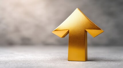 Poster - A polished gold arrow symbolizing prosperity and success in an illustration of momentum and upward motion concept