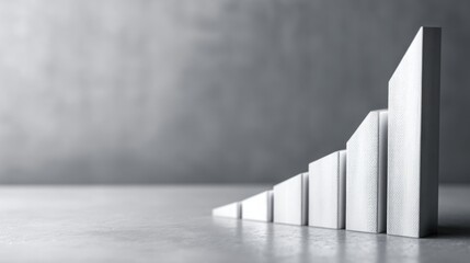 Poster - Minimalist white building against gray background representing monochrome growth and market vision in contemporary design
