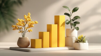Poster - plant and yellow vase symbolizing monthly passive income progress tracker in visual financial manage