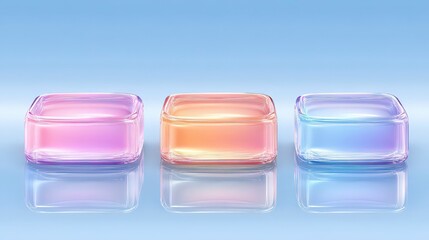 Poster - Abstract Glass Cubes  Pastel Pink  Orange  Blue  Minimalist Product Display  3D Render