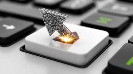 Poster - Glowing Cursor Clicking Keyboard Button  Digital Technology Concept