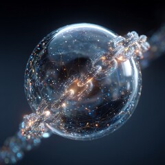 Poster - Interconnected virtuality: Spherical node entangled within a digital network chain