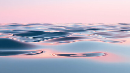Poster - Soft pink and blue water surface with gentle undulating ripples and mirrored reflections creates tranquil, peaceful vibe
