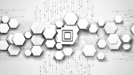 Poster - Abstract Hexagon Technology Background  Modern Grey   White Geometric Design