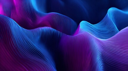 Poster - Vibrant wavy lines creating a dynamic, abstract background in shades of blue and purple