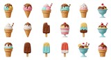 Delightful Summer Ice Cream Treats: A Collection of 3D Rendered Desserts AI Generated