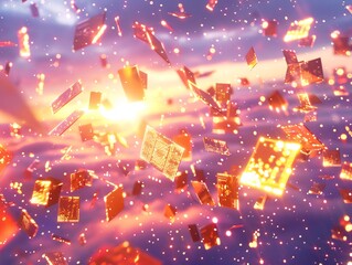 Poster - Circuit Board Fragments Floating in an Ethereal Technological Dreamscape