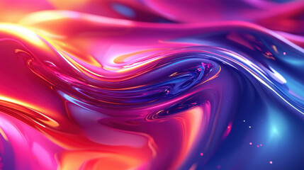 Poster - Abstract beauty of realistic 3D rendered iridescent liquid with vibrant colors, captured in high-resolution 4K from a captivating side angle perspective.