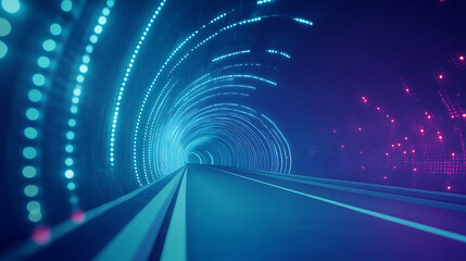 Poster - Vibrant light display futuristic tunnel digital art cyber environment wide angle tech concept