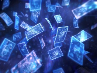 Poster - Futuristic technology interface elements floating in the digital space