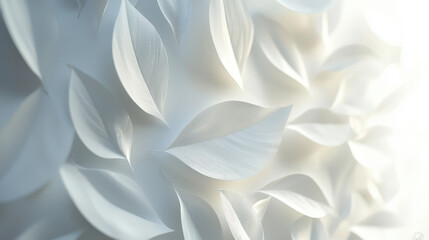 Poster - realistic 4k 3d background features delicate abstract leaf motifs on the side, illuminated by soft l
