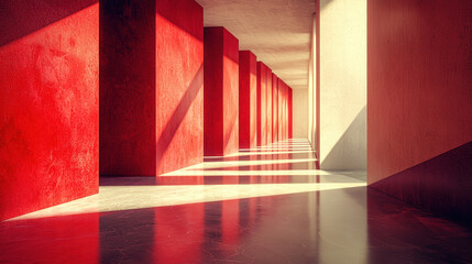 Poster - a realistic 4k 3d background depicts an artistic exploration of a side view featu a corridor of stri