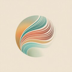 Poster - Abstract Spherical Graphic with Flowing Gradient Lines in Pastel Tones Design