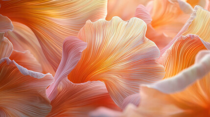 Poster - a vibrant 4k 3d background showcases realistic artistic petals in shades of orange and pink, beautif