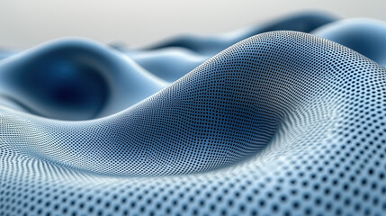 Poster - an abstract blue 3d background with a wavy, realistic surface, expressing o visualization in 4k from