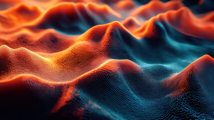 Poster - realistic 4k 3d background shows undulating o waves from a side angle, creating a vibrant visual rep
