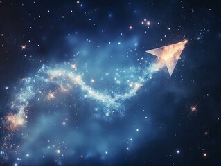Wall Mural - abstract arrow constellation: starry night sky, glowing lines, cosmic dust