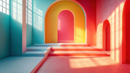 Poster - a vibrant 3d rendered background features colorful narratives with realistic 4k detail, showcased fr