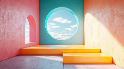 Poster - a vibrant 3d background featu colorful narratives and a realistic 4k resolution showcasing an archit