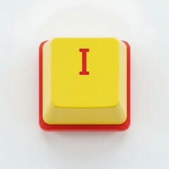 Poster - Bold Letter 'I' on Retro Yellow and Red Computer Keyboard Key