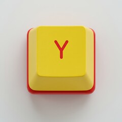 Poster - Bright Keyboard Key with the Letter Y Displayed in Red Color