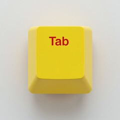 Poster - Close-up of a Yellow Keyboard Tab Key with Red Lettering