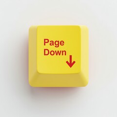 Poster - Close-up of yellow computer keyboard key: Page Down functionality symbol