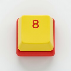 Poster - Close-up shot of a yellow number eight button, educational symbol