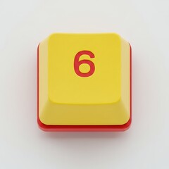 Poster - Colorful Number Six on Keypad Button Isolated Against White Background