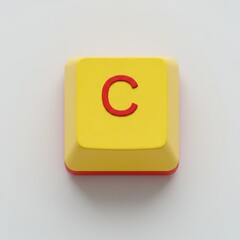 Fototapete - Isolated Computer Keyboard Key Letter C, Yellow and Red Color Combination