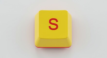 Fototapete - Isolated Keyboard Key with Red Letter S on Yellow Background
