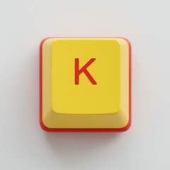 Poster - Isolated Letter K on Keyboard Key in Bright Yellow and Red