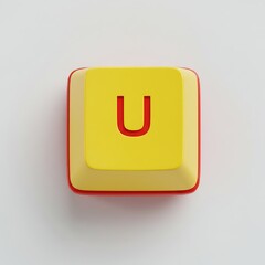 Poster - Isolated Letter U Keyboard Key in Yellow and Red Tones