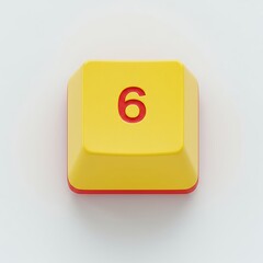 Poster - Isolated Number Six Key: Vibrant Yellow and Red Keyboard Button