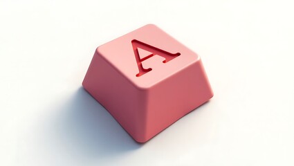 Fototapete - Isolated pink keyboard key with the letter A on white background