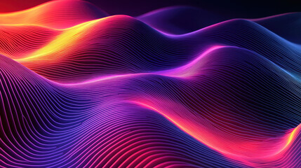 Poster - an abstract 3d background features creatively illuminated lines forming realistic wave patterns in v
