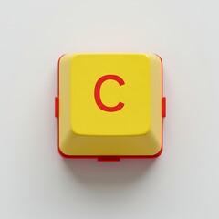 Poster - Isolated yellow and red keyboard key with letter C for creative use