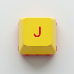 Fototapete - Keyboard Key Letter J on a Yellow Button for Typing Concept
