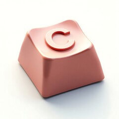 Fototapete - Letter C Keyboard Key, Rose Gold Color, Isolated on White Background