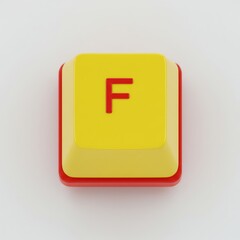 Poster - Letter F Key: Bright Keyboard Button with Red and Yellow Colors