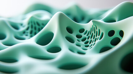 Poster - A dynamic 3D background showcases organic realistic forms in 4K resolution, presenting a side angle of cellular structure for modern presentations or designs.