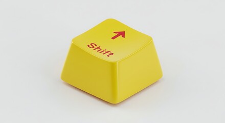 Poster - Macro Shot of Yellow Shift Key with Red Arrow on White Background