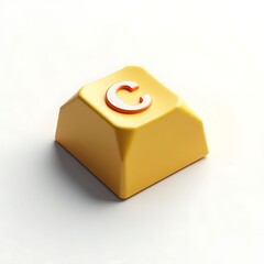 Poster - Minimalistic yellow computer key 'C' with soft lighting, clean design.