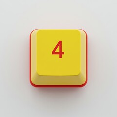 Poster - Number Four Key with Rounded Edges for Technology or Gaming Design