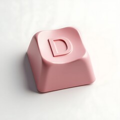 Fototapete - Pink Keyboard Keycap Featuring Letter D Isolated Against White Backdrop