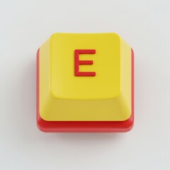 Poster - Red and Yellow E Letter Key Button on White Background