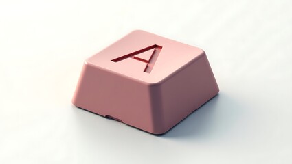 Poster - Retro Pink Keyboard Key with Letter A on a White Surface