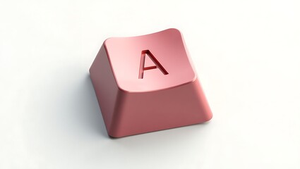 Fototapete - Rose Color Single Computer Key Letter A Isolated on White Background