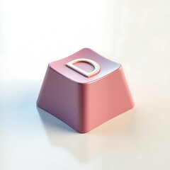 Fototapete - Single Pink Computer Keycap with Letter D on a White Surface