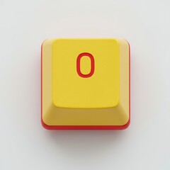 Poster - Stylized Yellow and Red Keyboard Key Number Zero Isolated on White